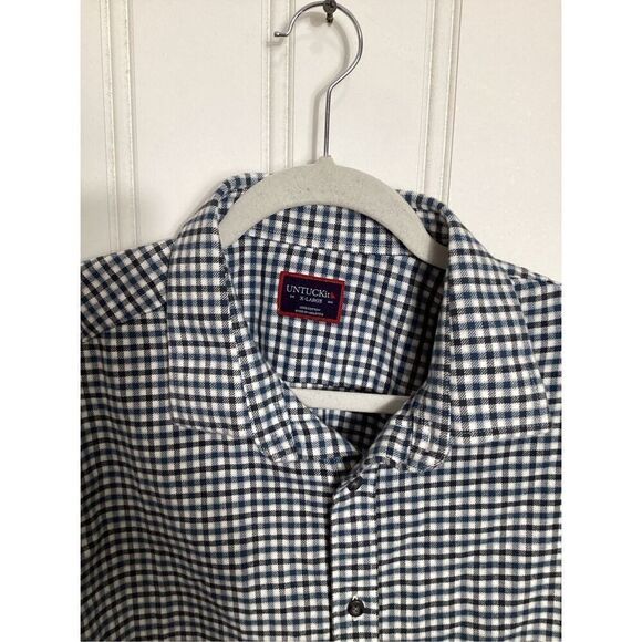 UNTUCKit Flannel Cerasuola Button Up Plaid. Shirt Sz XL Blue White - Picture 4 of 9